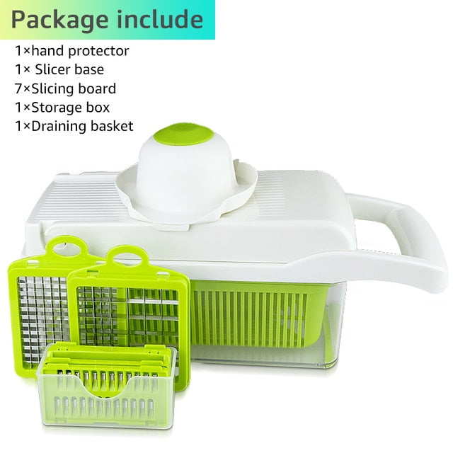 Vegetable Cutter 8 In 1 6 Dicing Blades Slicer Shredder Fruit Peeler Potato Cheese Drain Grater Chopper Kitchen Accessories Tool