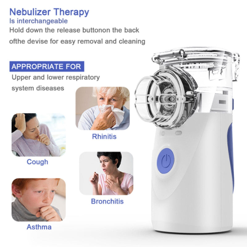 Nebulizador Inalador Portátil Para Uso Adulto e Infantil / Totalmente Silencioso / USB / Recarregável