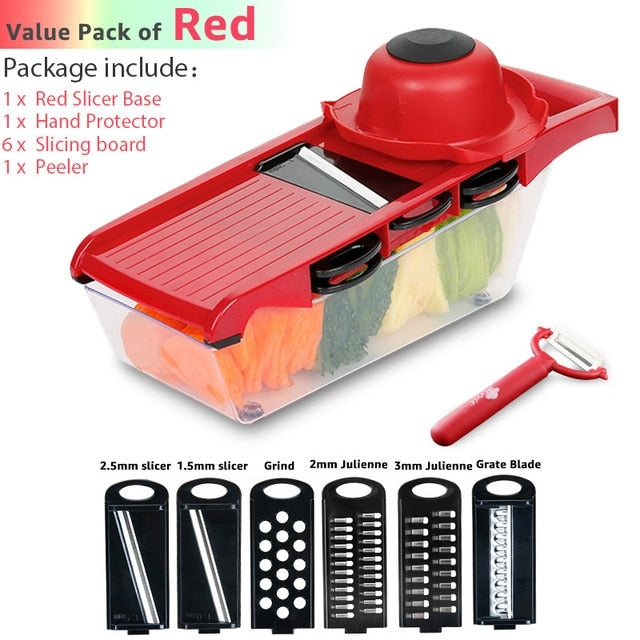 Vegetable Cutter 8 In 1 6 Dicing Blades Slicer Shredder Fruit Peeler Potato Cheese Drain Grater Chopper Kitchen Accessories Tool