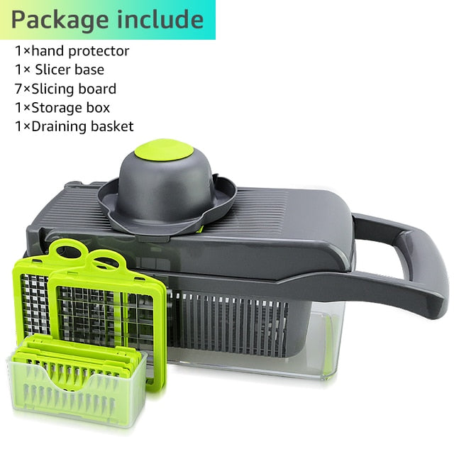 Vegetable Cutter 8 In 1 6 Dicing Blades Slicer Shredder Fruit Peeler Potato Cheese Drain Grater Chopper Kitchen Accessories Tool